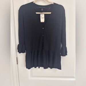 NWT Lane Bryant Black Button Down Shirt Size 10/12